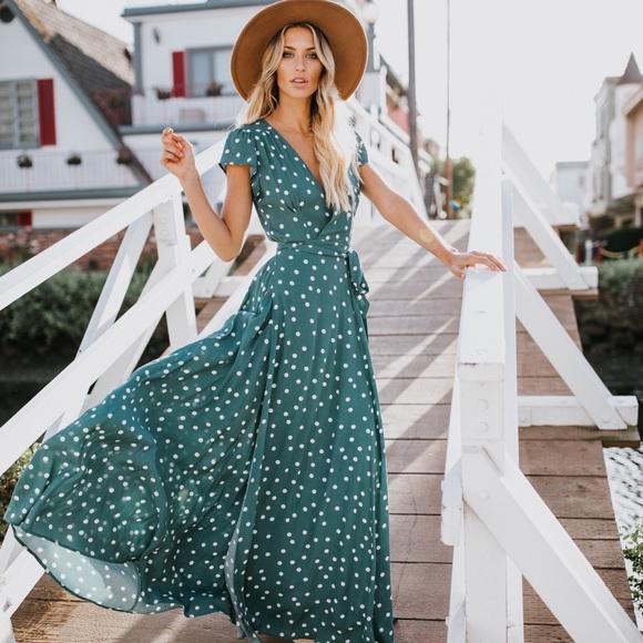 blue spot maxi dress